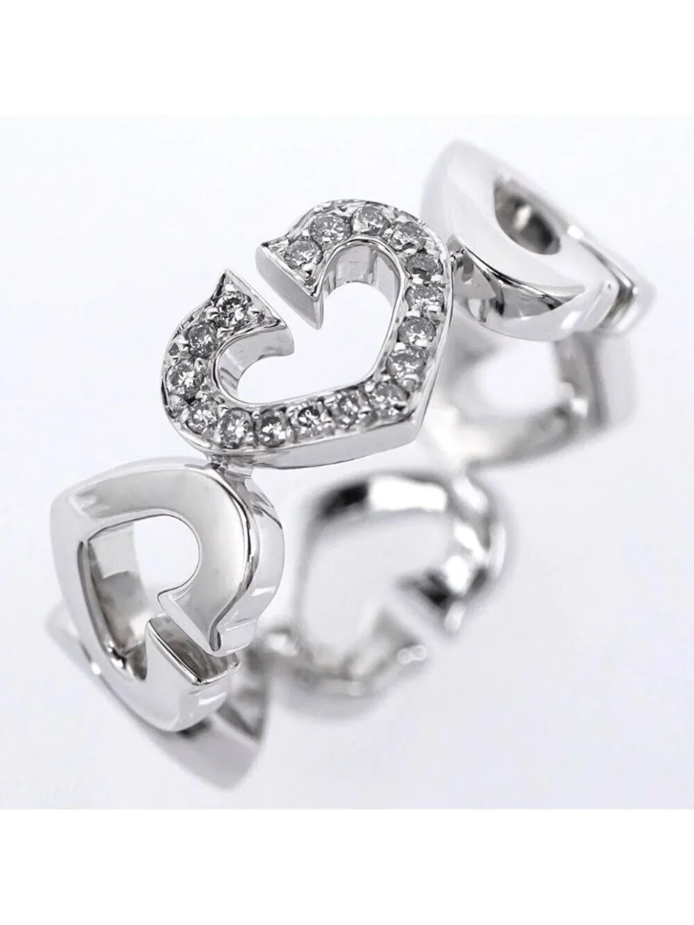 Cartier C Heart Ring 18k White Gold Diamond